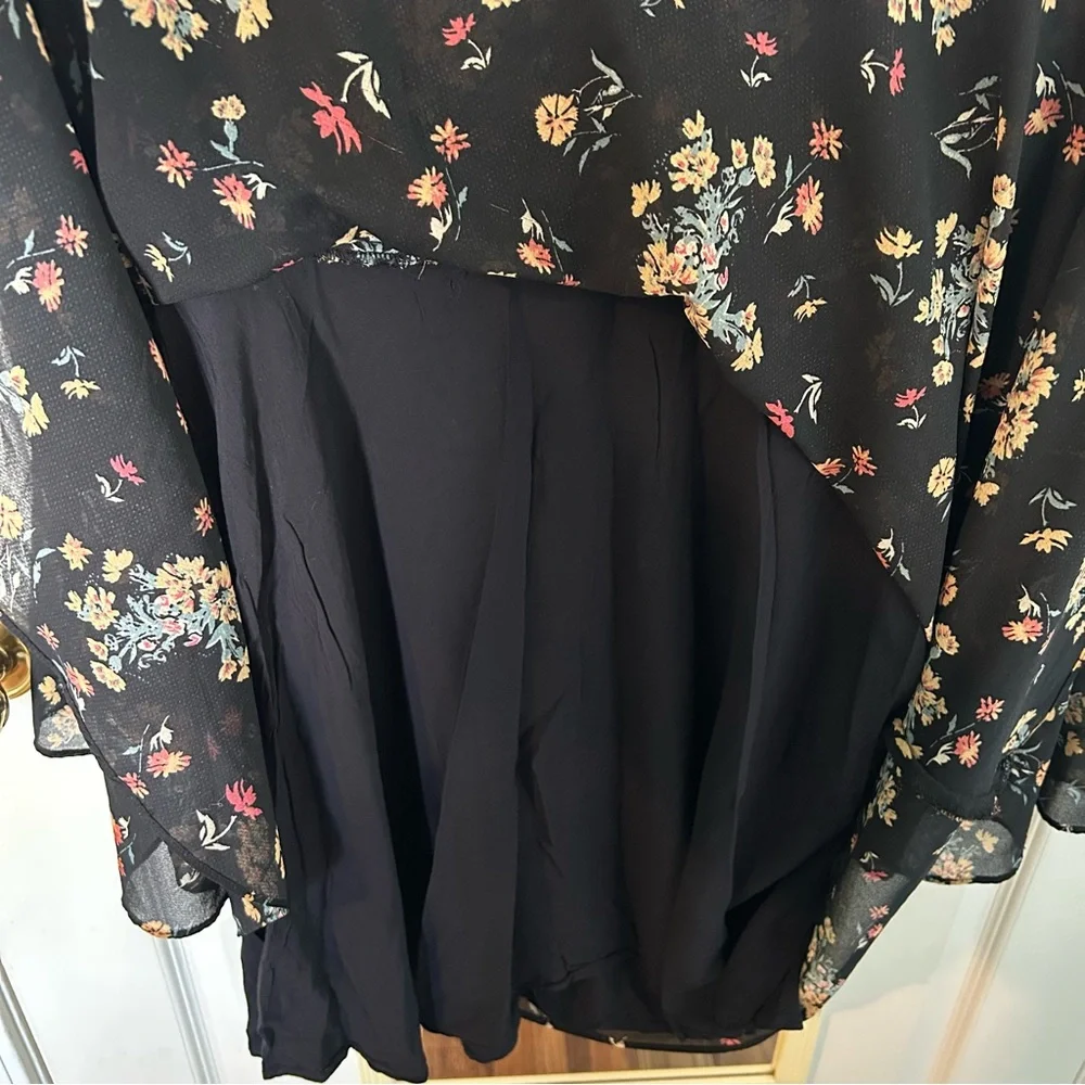 Free People Lilou Floral Bell Sleeve Mini Dress | Size L - Picture 5 of 15